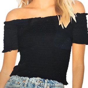 ALLY-MAGIC Womens Sexy Off Shoulder Crop Top Stret